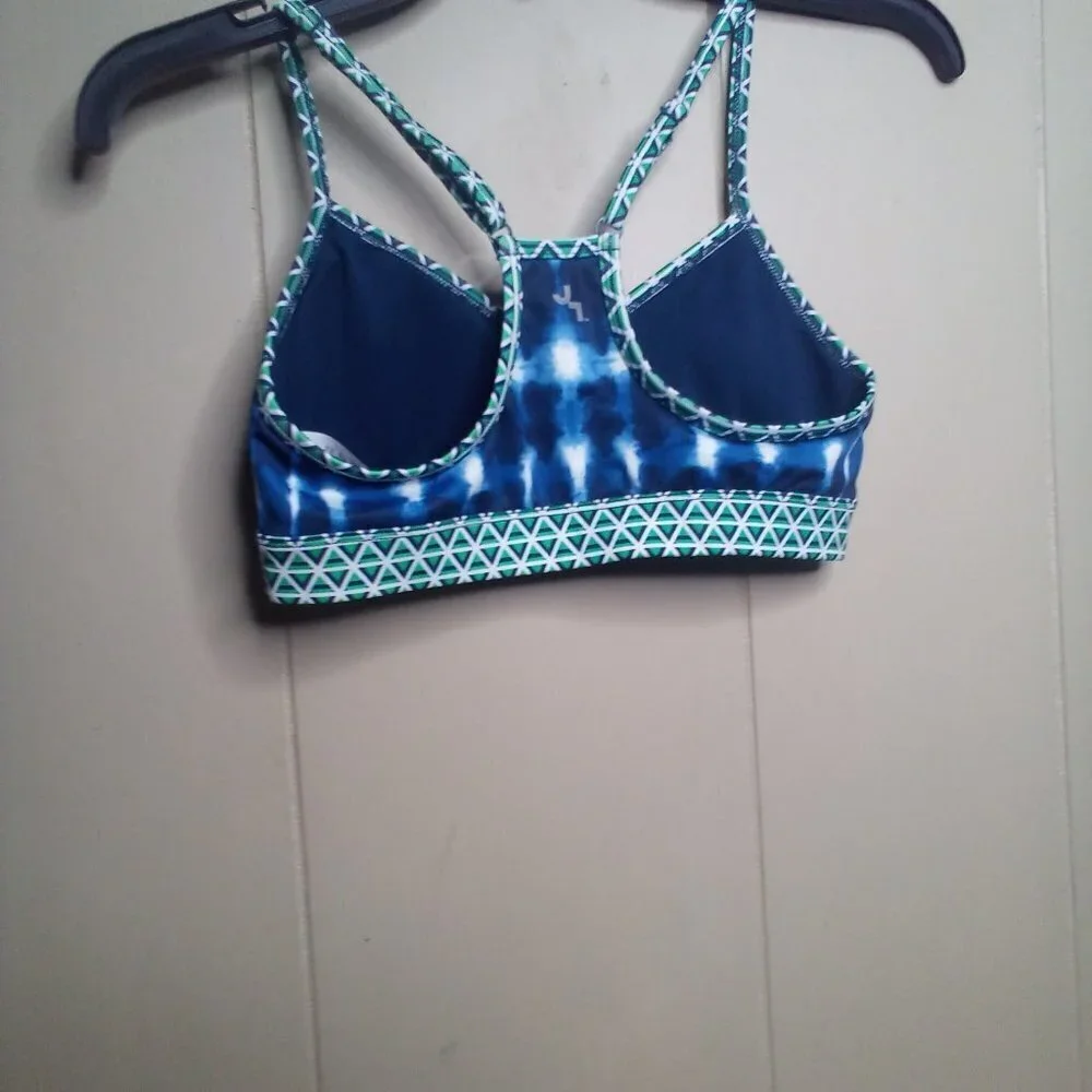 Joy Lab Swim Bikini Top XS Racer Back Blue Green